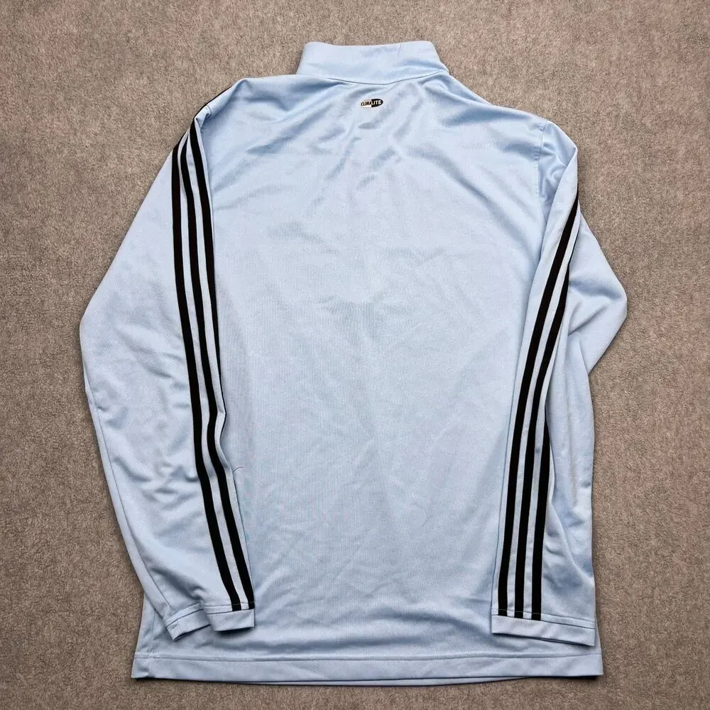 adidas climalite track jacket blue 3 stripe 1/4 zip‎ large